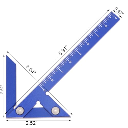 Aluminum Imperial Circle Center Positioning, 45/90 Degree Positioning Ruler, Right Angle Positioning, Centerline Positioning, Multi-Function Arrow Ruler, High-Precision Measuring Ruler,044BL - color: Blue(Imperial)