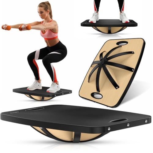 Advanced Wood Balance Board, Table Balance Board, Office Swing Board, for Physical Therapy, Fast Fitness Training and Outdoor Sports Balance Training Device - color: Advanced wood grain black