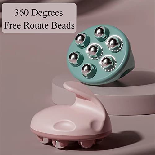 WMM Hand Held Massager, Full Body Massage Tool with Roller Ball Massager Manual 360-degree-roller for Muscle Back Neck Joint Foot Shoulder Leg Pain Relief with Portable Design - color: Green