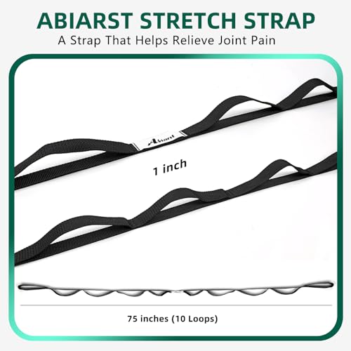 Abiarst Stretching Strap Yoga Straps for Physical Therapy, 10 Loops Non-Elastic Stretch Band for Pilates, Flexibility, Exercise and Gymnastics - color: 2-Pack (Black+Back)