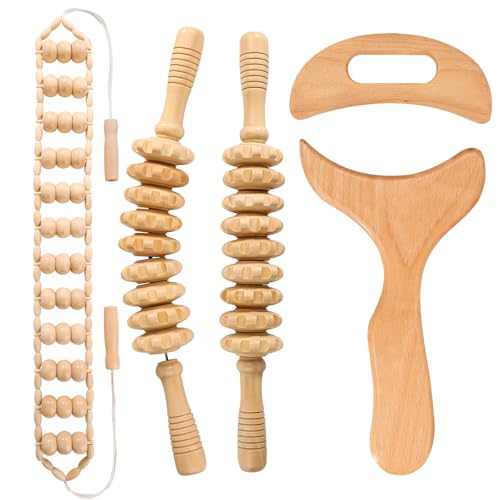 5Pcs Wood Therapy Massage Tools for Relax Muscles Body Shaping | Wooden Gua Sha Tools Maderoterapia Kit Wooden Masager Body Sculpting Tools
