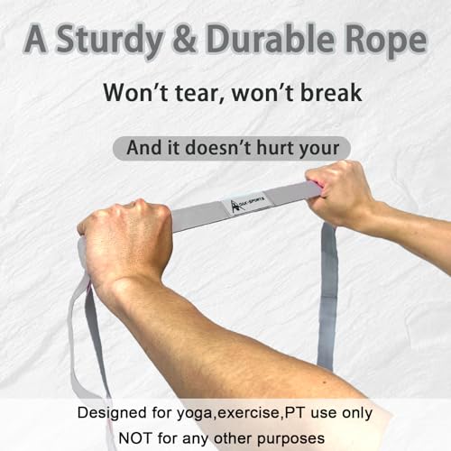 Stretching Strap Yoga Strap with Loops for Physical Therapy, Non-Elastic - color: Silver Gray