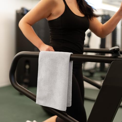 S&T INC. Microfiber Gym Towels, 6 Pack, 16" x 27" | Absorbent and Lightweight, Quick-Dry, Compact for Gym Bag, Yoga and Travel, Machine Washable - color: Light Grey