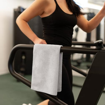 S&T INC. Microfiber Gym Towels, 6 Pack, 16" x 27" - color: Light Grey
