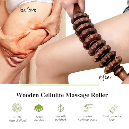 Curved Wood Therapy Massage Stick, Wooden Cellulite Muscle Roller for Legs - color: Brown Curved