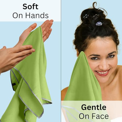 Backpacking Ultralight Quick Dry Microfiber Soft Fast Drying Hand and Face Towel Wash Cloth Camping Yoga Hiking Active Lifestyle (Lime, Medium 16x28) - color: Lime, size: Medium