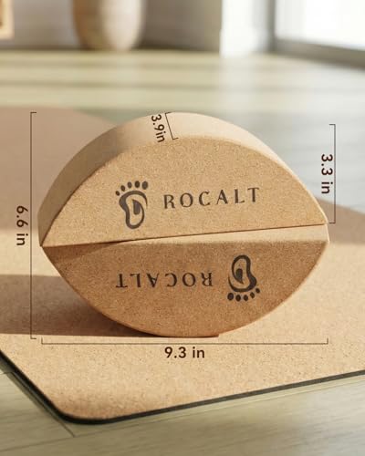 Rocalt Cork Yoga Blocks, Half Moon Foot and Calf Stretching Tool