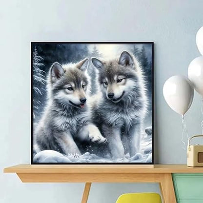 Shouruihua Diamond Painting Kits for Adults, Little Wolf Diamond Art Kit | Wolves, Gem Art, Diamond Dotz Kits, Cute Animal, Diamond Dots, Full Round Drill Diamond Painting Kits for Adults, 11.8x11.8in - color: Wolf