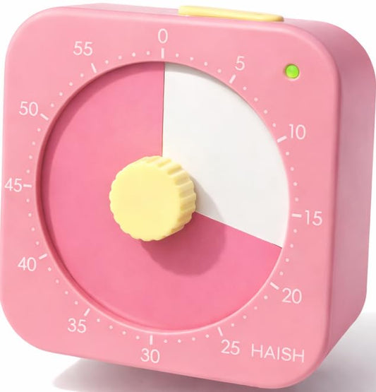 60 Minute Visual Timer for Kids - Premium Countdown Timer with Magnetic Back & Pause Function, Silent Operation for Classroom Teaching Home, Time Management Tool(Batteries Included) (Pink) - color: Pink