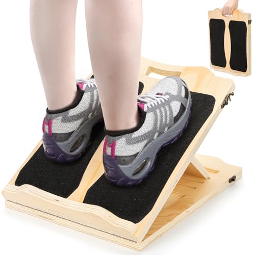 Yarlung Wooden Slant Board for Calf Stretching, Portable Squat Incline Board for Knees Ankle Leg Heel, Adjustable 5 Angles Calf Stretch Wedge for Exercise, Physical Therapy - size: 16"L x 12.5"W x 1.5"H