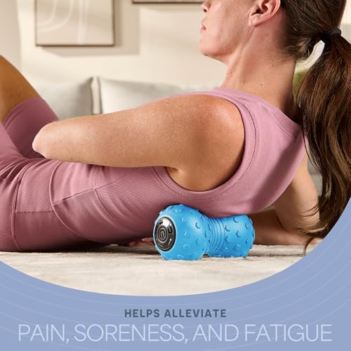 LifePro Velocity Vibrating Peanut Massage Ball with 4-Speed Vibration Modes | Rechargeable, Auto Shutoff, LED Battery Indicator — Double Lacrosse Ball for Deep Tissue Massage, Back, Waist & Feet Wellness - color: Blue