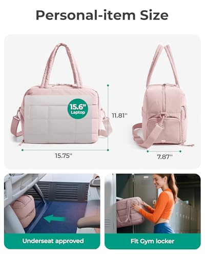 BAGSMART Gym Bag for Women, Carry on Travel Duffel Bag, Water-resistant Weekender with Shoe Compartment for Gym Travel Work, Light Pink, Medium - color: M-Light Pink, size: Medium