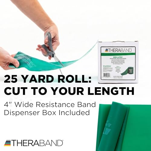 THERABAND Resistance Band, Gold, Max, 25-Yard Roll, Latex-Free, Elastic Band for Exercise, Physical Therapy, Yoga, Pilates, Stretching, Home Workouts, Color-Coded for Easy Resistance Levels - color: Green | Heavy