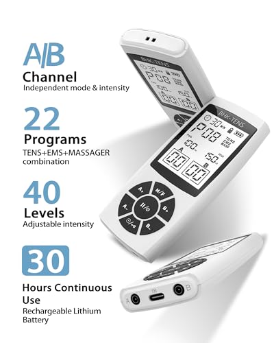 EMS Muscle Stimulator for Pain Relief Therapy, Electronic EMS TENS Unit Machine for Shoulder Pain Relief, Tens Massager for Neck Pain Relief, Sciatica Pain Relief - color: 1080 White