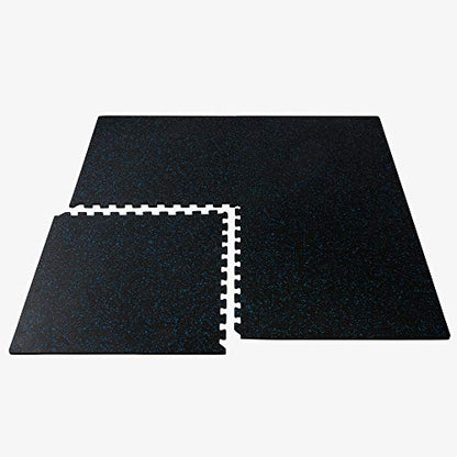 Velotas 3/8-Inch Thick Interlocking Foam Tiles with Rubber Top - Personal Fitness Mat, EVA Foam Puzzle Floor Tiles, for Home Gym Workouts - color: Blue Fleck, style: 48 Square Feet (12 Tiles)