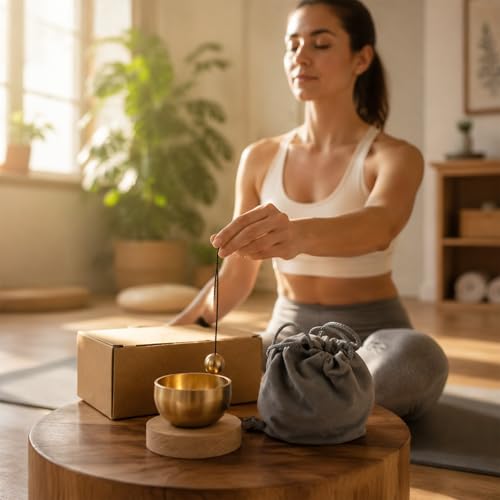 Mini Singing Bowl Set,Portable Brass Meditation Sound Bowl for Yoga | Chakra Healing,Stress Relief & Mindfulness,Self Regulation Tools,Handheld Singing Bowl,Unique Spiritual Gift