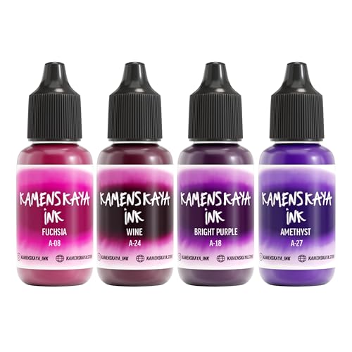 Alcohol Ink Set – Floral Purples – 4 x 0.51 Fl Oz Bottles | Highly Concentrated Dyes, Lightfast, Translucent and Vibrant Colors – For Painting and Epoxy Resin – Made in the EU - color: 12, style: Basic 'A' line