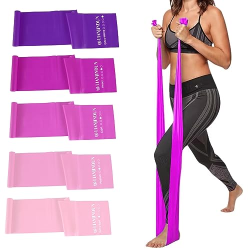 Resistance Bands for Working Out, Physical Therapy, Exercise, Pilates, Yoga - color: Gradient Pink Set