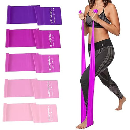 Resistance Bands for Working Out, Physical Therapy, Exercise, Pilates, Yoga - color: Gradient Pink Set