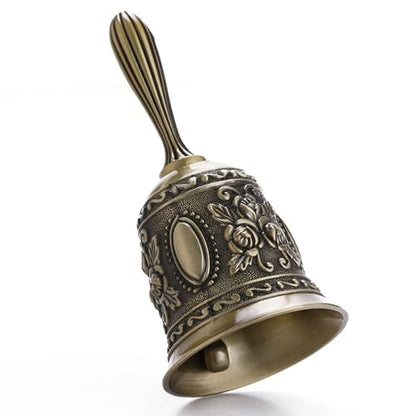 Super Loud Brass Hand Call Bell for Dinner Seniors Bedside-Bronze - color: Bronze