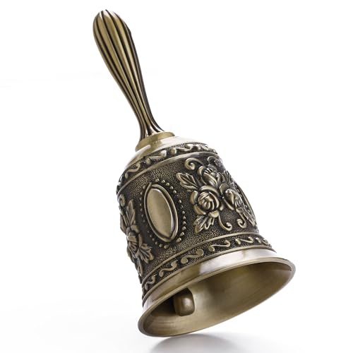 Super Loud Brass Hand Call Bell for Dinner Seniors Bedside-Bronze - color: Bronze