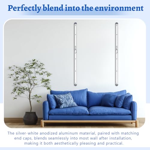Zonon Adjustable Aluminum Wall-Mounted Anchored Fitness System Includes Two Rails, Supports Over 600 Lbs, Features Locking Clips, Space-Saving for Exercise Bands Home Workouts