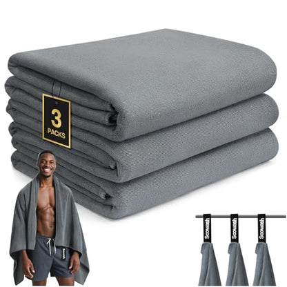 Microfiber Sweat Towel, Quick Dry 3 Pack 27x55 in - color: Gray, size: 27 inch X 55 inch