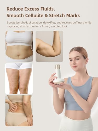 Yuonry Lymphatic Drainage Massager & Anti Cellulite Massage Tool, Reduce Stretch Marks & Cellulite, for Legs, Arms & Belly, Body Sculpting Machine with Microcurrent, Light, Heat & Vibration,White | Reduce Stretch Marks & Cellulite, for Legs, Arms & Belly,