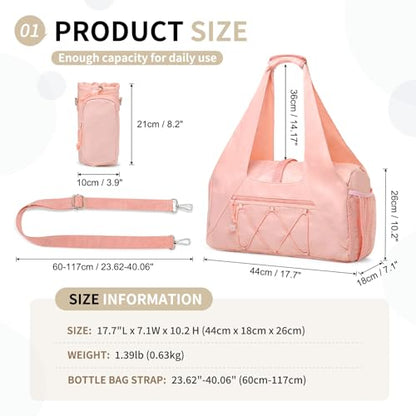 Small Gym Bag for Women with Shoe Compartment 35L, Pink - color: Pink