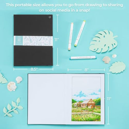 Ohuhu 8.5"x11" Double-Sided Bleedproof Marker Pad Art Sketchbook 60 Sheets | Large Sketch Book - 90 LB/150 GSM Smooth Drawing Paper - 60 Sheets/120 Pages -Hardcover Sketch Pad for Alcohol Markers Paints - size: 8.5" x 11"
