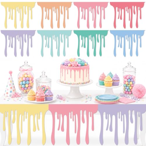 8 PCS Art Themed Party Table Skirt Back to School Felt Table Skirts Pastel Felt Paint Splatter DIY Decorations for Classroom Wall Decor Bulletin Board Art Craft Birthday Party Supplies (Pastel) - color: Pastel Color