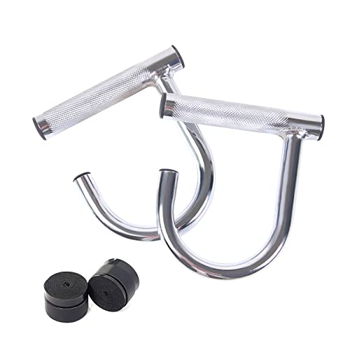 Metal Resistance Band Handles Pull Up Handle with Grip Tapes, Heavy Duty Industrial Grade Steel Knurled Surface Handles for Elastic Band Workouts (Chrome)