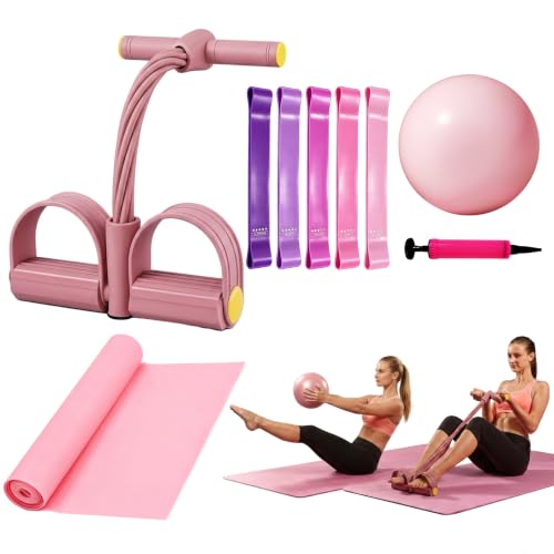 8 PCS Pilates Kit for Women, Home Workout Pilates Exercise Sets Include Resistance Bands with Handle, Mini Pilates Ball, Resistance Loop, Stretch Band for Glute Training, Core Strength