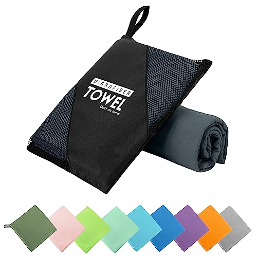 Microfiber Travel Towel, Quick Dry Camping & Gym Towel. Compact | Super Absorbent,Fast Drying,Lightweight,Soft,Suitable for Camping,Backpack,Gym,Swim, Yoga,Hiking - color: Dark Gray, size: S:16"×32"
