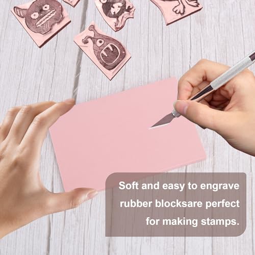 25 Pcs 4"x6" Rubber Linoleum Stamp Carving Blocks for Printmaking, Linocut Artists, Crafts - Light Pink by KUKLIPJIM - color: 25 Pcs 4"x6" Light Pink, size: 25 Pcs 4"x6"