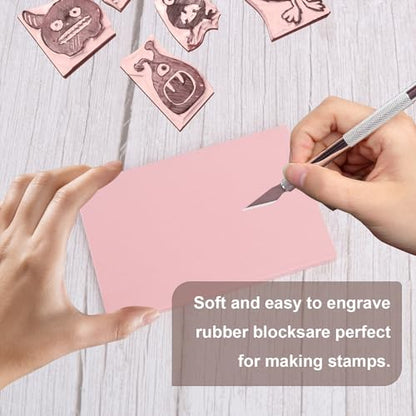 25 Pcs 4"x6" Rubber Linoleum Stamp Carving Blocks for Printmaking, Linocut Artists, Crafts - Light Pink by KUKLIPJIM - color: 25 Pcs 4"x6" Light Pink, size: 25 Pcs 4"x6"