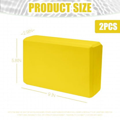 Septo 2 Pcs Yoga Blocks, 9x6x3 Inch Foam Blocks for Pilates - color: Yellow
