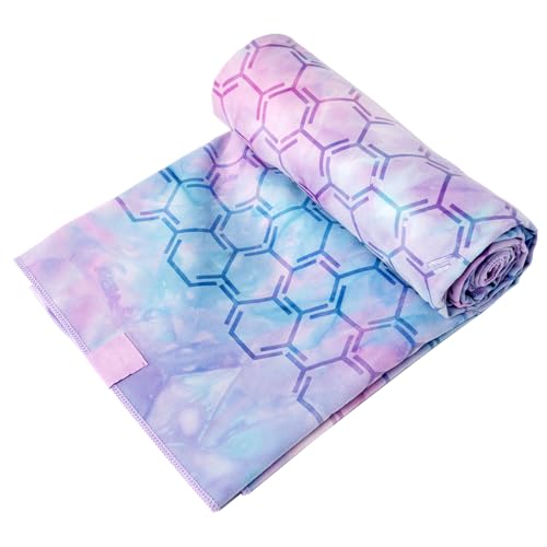 Eunzel Double Sided Silicone Yoga Mat Towel, 72" x 26.5" | Double-Sided Silicone Grip, Non Slip Surface, Absorbent Microfiber, Hot Yoga & Vinyasa - color: Purple & Blue