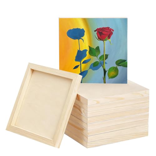 8 Pack 8x8 Inch Unfinished Square Wood Panels for DIY Painting Crafts | Blank Wood Canvas Frames for Oil Paint Pouring & Valentine Halloween Xmas Decor - size: 8"×8" 8 Pack