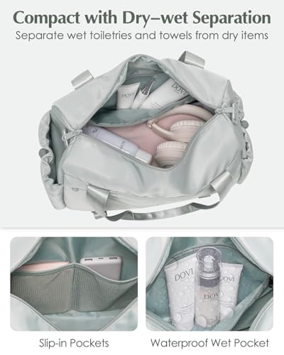 Small Gym Bag, Mini Gym Bag with Yoga Mat Holder & Wet Compartment, Gray - color: Gray