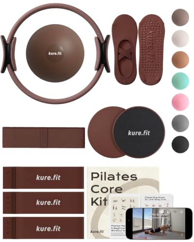 Pilates Kit | Pilates Equipment Set for Home Workouts | Accessories & Guide - color: Cocoa, style: Core Kit - 10PC