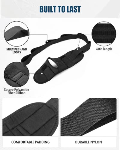 Foot & Calf Stretcher for Plantar Fasciitis Relief, Adjustable Stretching Strap & Foot Rocker Combo for Achilles Tendon, Heel Pain, Hamstring & Muscle Recovery – Physical Therapy Stretching Device for Home Use