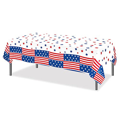 1 Pack American Flag 4th of July Party Plastic Tablecloth 54 x 87 Inch Long Rectangular Table Cover for Buffet,Veterans Day Holiday Dinner,Election Day Picnic or Tablecloth for Kitchen Event - color: American Flag 4th of July