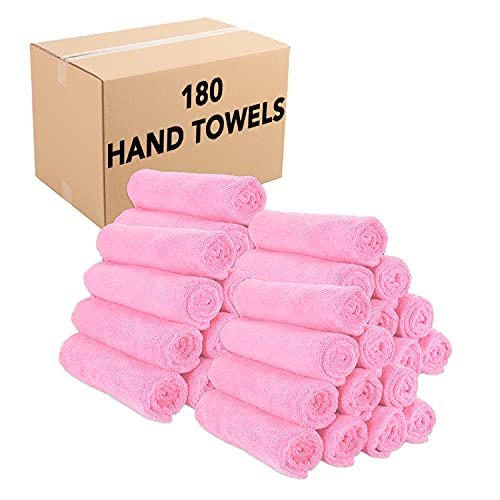 Arkwright Microfiber Gym Towel - (Case of 180) Bulk Soft Lightweight Quick Dry Hotel Quality Hand Towels, Sweat Absorbent, Perfect for Workout, Yoga, Spa, Bathroom, 15 x 24 in, Pink - color: Pink, size: 15 x 24 in. (Case of 180)