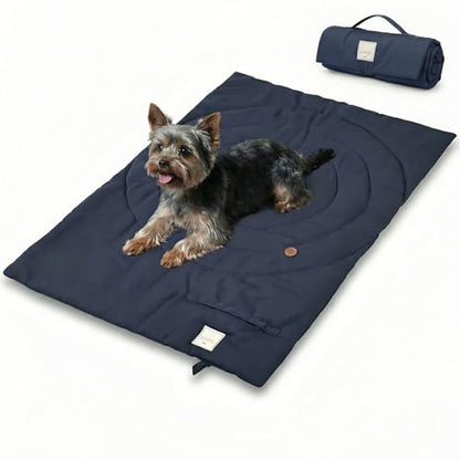 Lightly Padded Roll-Up Travel Dog Mat Settle & Place Training - color: Blue, size: Medium(37.4"x25.6")