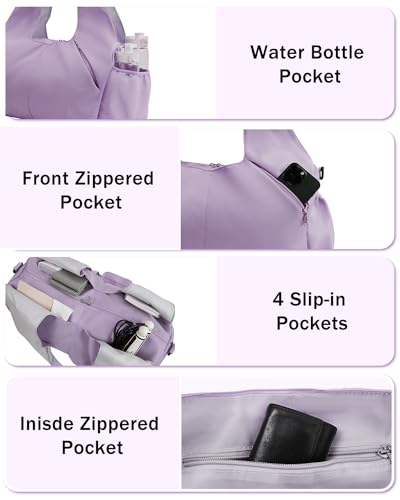 RHDZO Gym Bag for Women with Shoe and Wet Compartments, Yoga Mat Holder - color: Purple