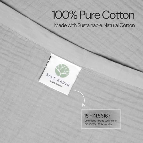 Salt Earth 100% Cotton Gauze 55"X75" Twin 4 Layered Blanket- Scottish Grey | Premium Muslin Blanket for Couch,Bed,Living,Summer Lightweight, All Seasons Blankets & Throws, Boho,Travel & Skin Friendly - color: Scottish Grey, size: 55"X75" Twin