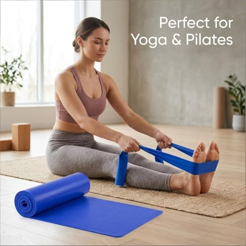 Resistance Band Portable Elastic Fitness Stretch Band for Yoga, Pilates, Home Strength Training and Athletic Tension Exercises - color: Blue