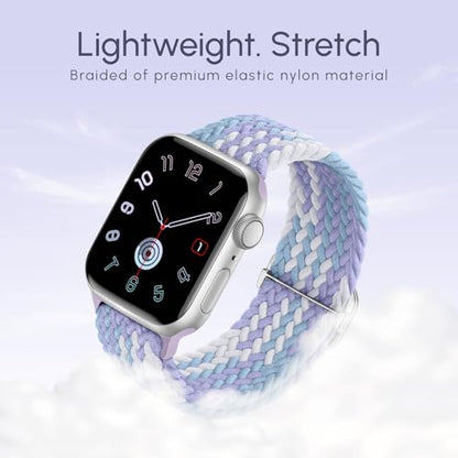 Braided Stretchy Nylon Band Compatible for Apple Watch Bands Women Men - color: Light Violet, size: 38mm/40mm/41mm/42mm
