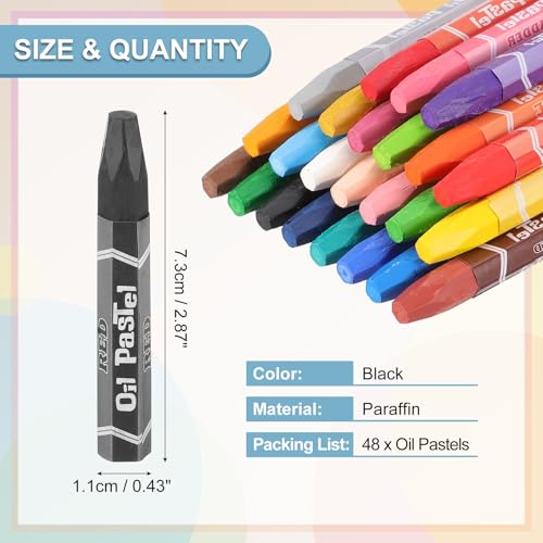 PATIKIL Black Oil Pastels, 48Pcs Soft Oil Crayons Pastels Stick Vibrant and Creamy Art Supplies Bulk for Artists Beginners Art Painting Drawing Blending Graffiti Gallery - color: Black